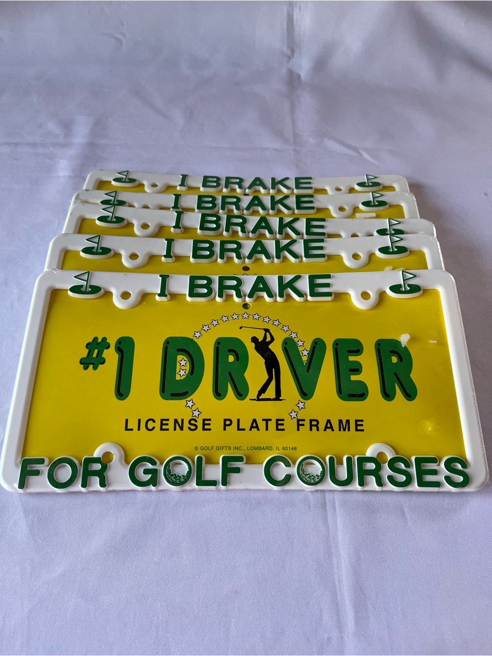 Lot of 5 Vintage Golf Gifts Inc #1 Driver License Plate Frames - New NOS Bulk